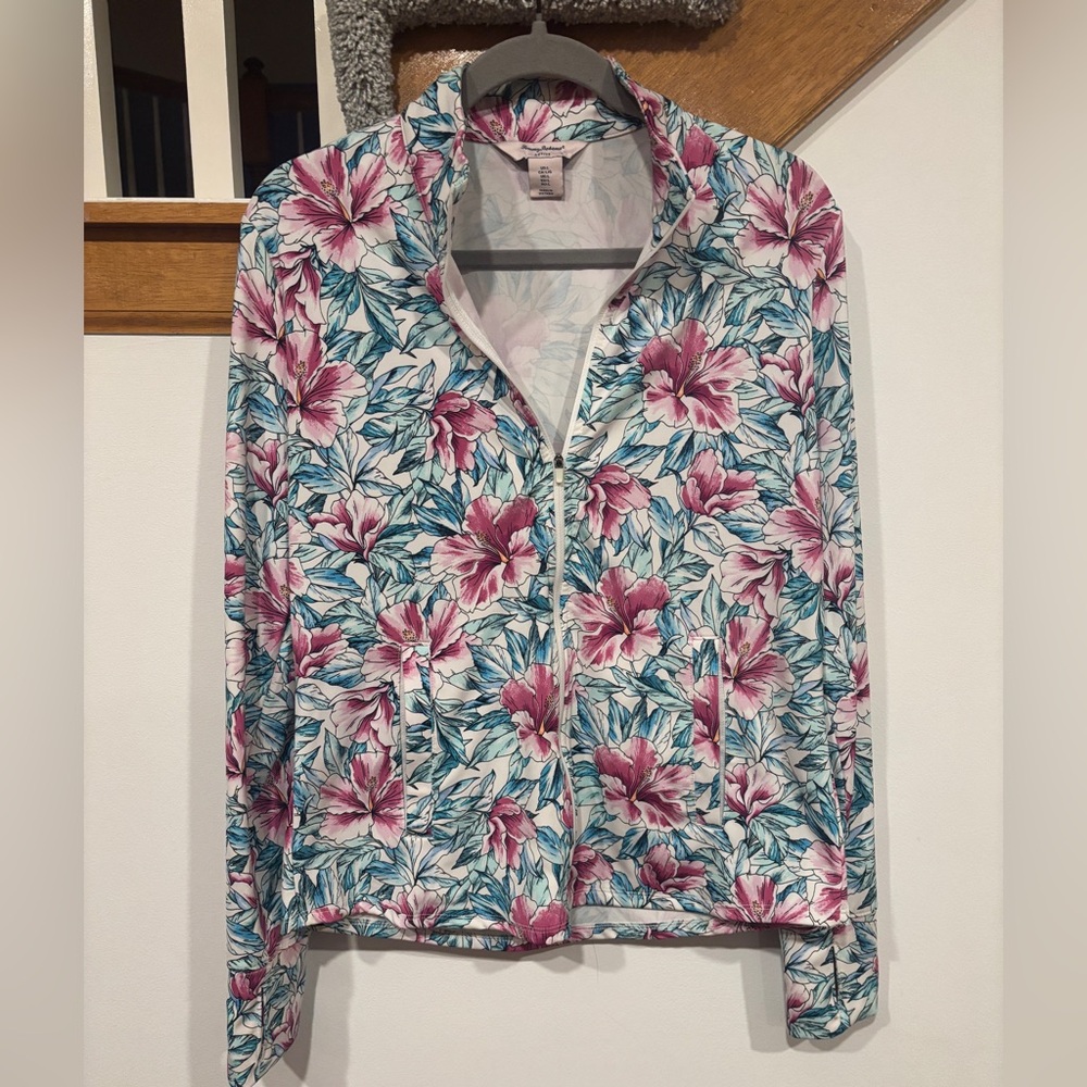 Tommy Bahama IslandZone Hibiscus Floral Zip-Up Athletic Jacket - Large